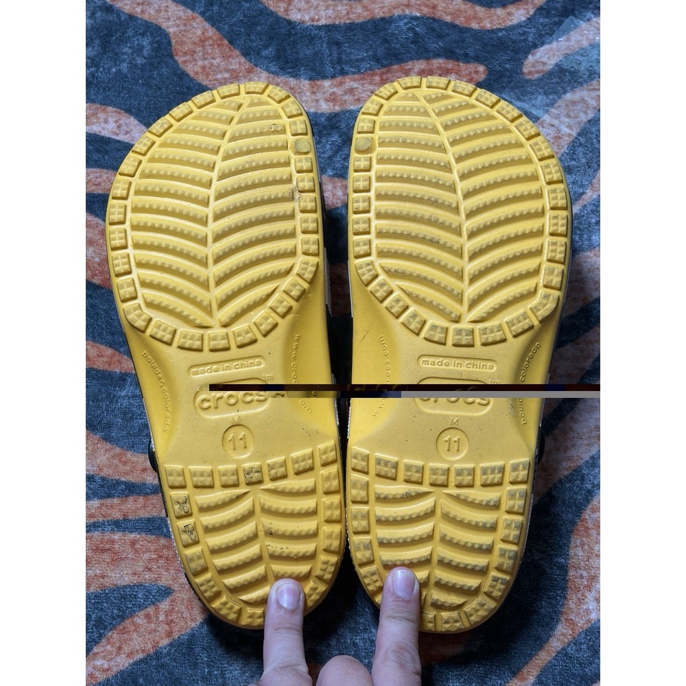 Crocs Hamburglar Men's Cartoon Sandals Black White Yellow Colorblock Size 11 - Picture 8 of 9